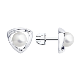 Пусеты из серебра с жемчугом (синт.)