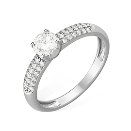 Кольцо помолвочное из серебра с фианитами