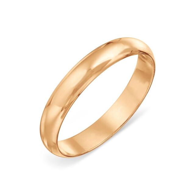 Кольцо обручально из красного золота гладкое 