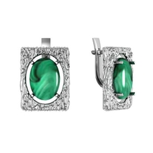 Серьги из серебра со вставками (агат пресс./коралл пресс.)
